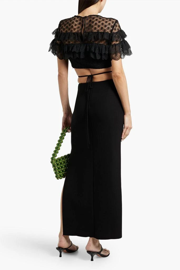 Saloni Honeycomb cropped ruffled lace top 3