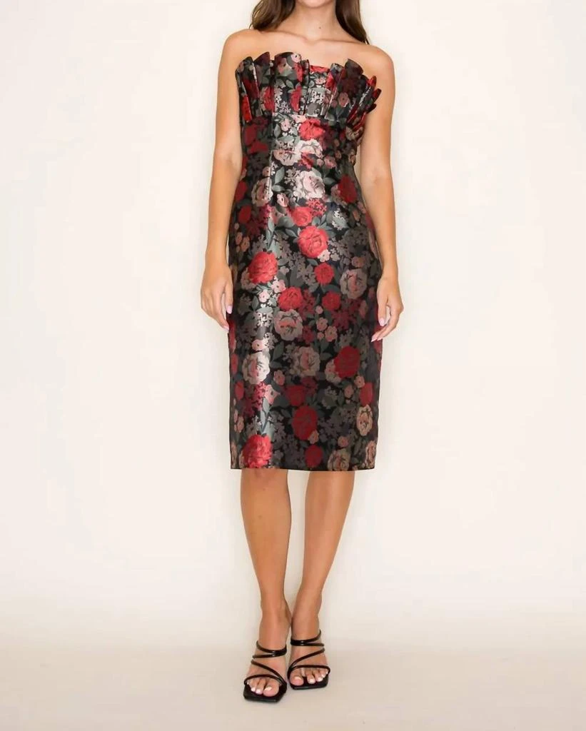B.Right - H-line Ruffled Tube Midi Dress  On Sale Now with Up to 60% Off |  Discover Exclusive Deals & Savings at BeyondStyle  Authentic B.right women  > dresses > midi|b-right-h-line-ruffled-tube-midi-dress|black|clothing| dresses|floral|midi|polyester ...