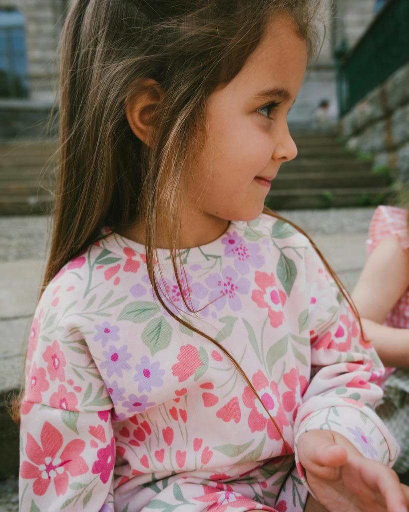 Deux par Deux French Terry Sweatshirt Pink Printed Flowers 2