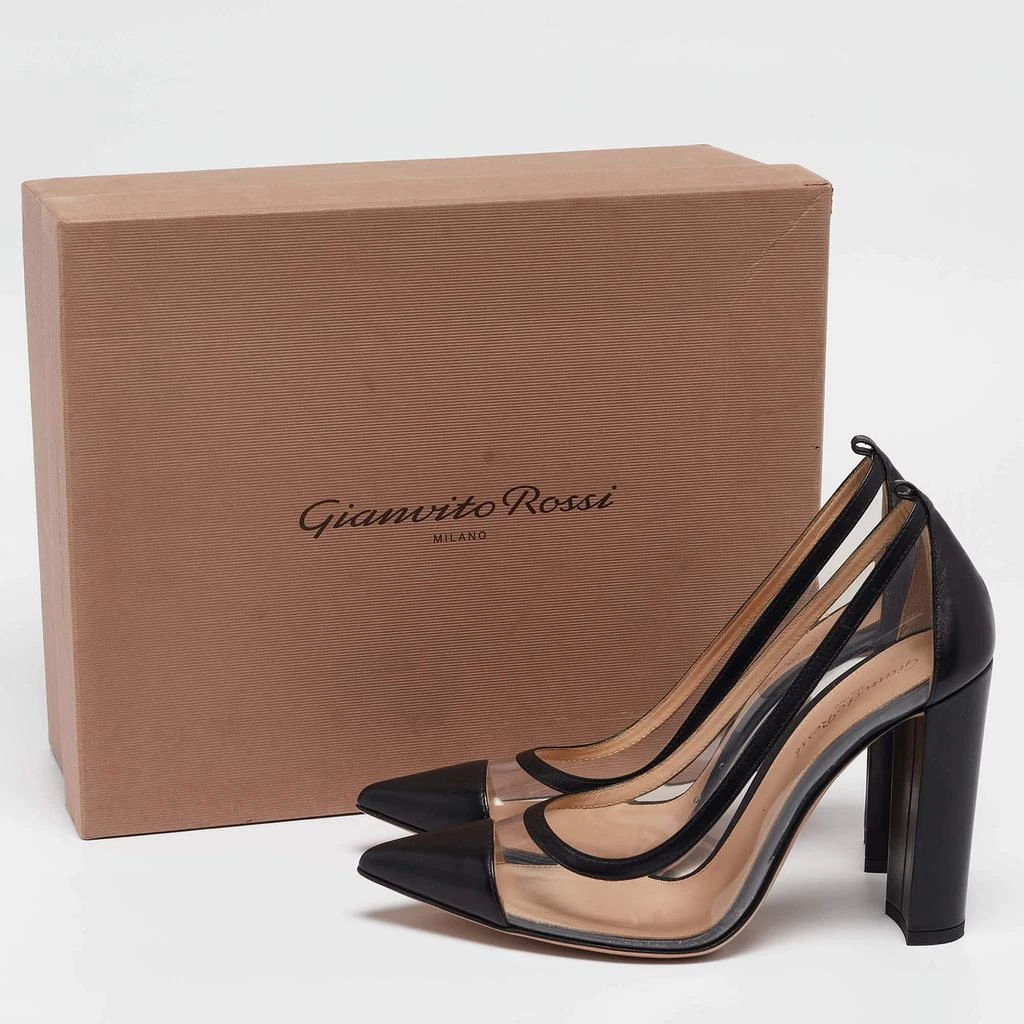 Gianvito Rossi Gianvito Rossi Black Leather and PVC Plexi Block Heel Pumps Size 39 9
