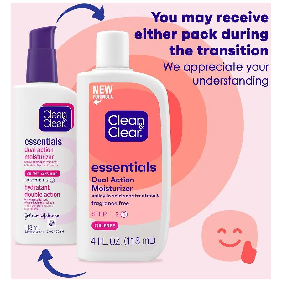 Clean & Clear Essentials Dual Action Acne Facial Moisturizer Fragrance Free 4