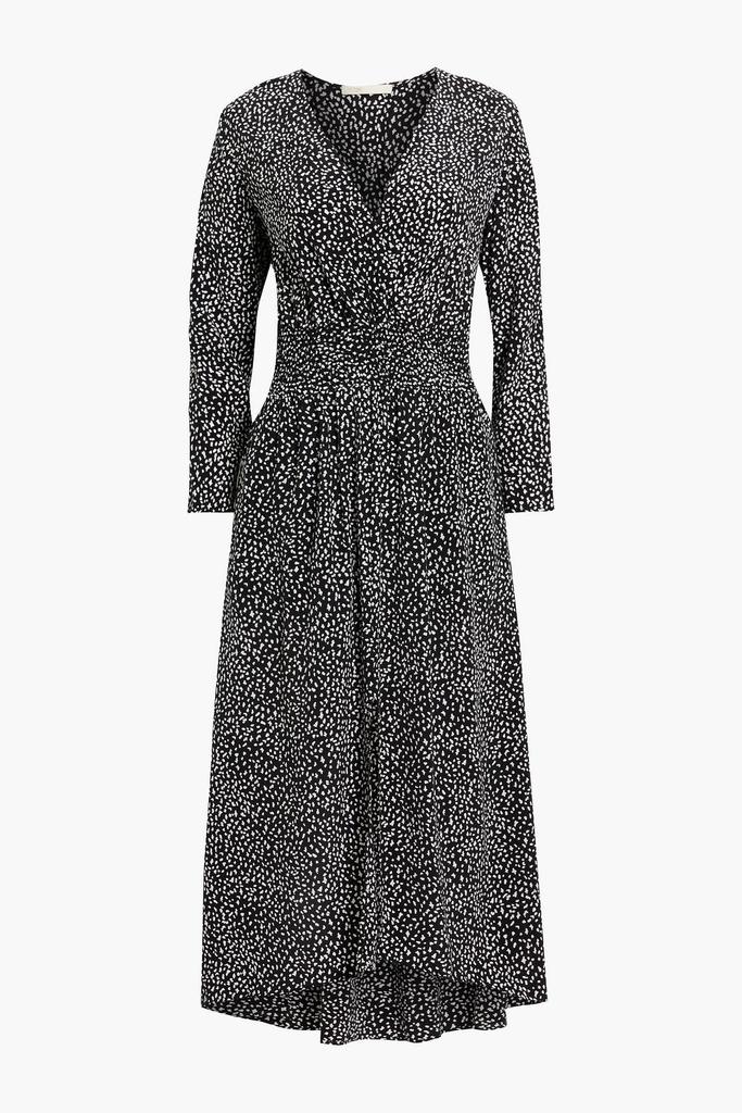 Maje Printed cupro-blend crepe de chine midi dress