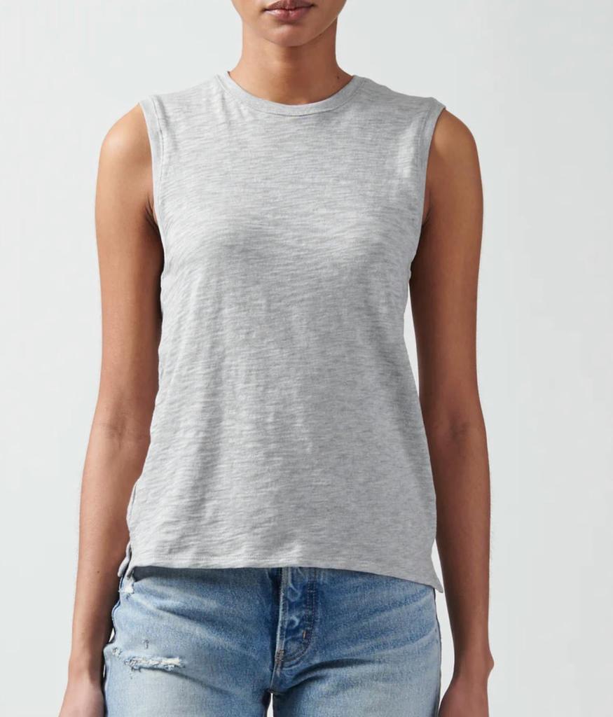 ATM Womens Slub Jersey School Boy Sleeveless In Heather Grey