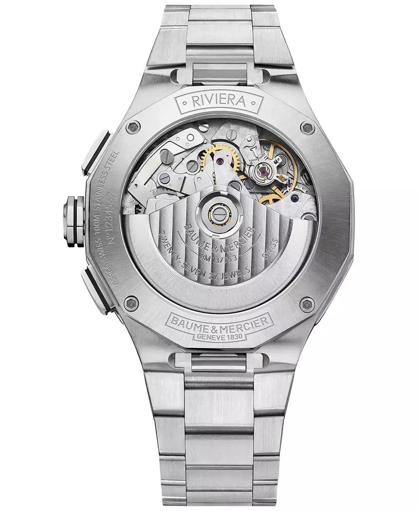 Baume 
Mercier Men
s Swiss Automatic Chronograph Riviera Stainless Steel Bracelet Watch 41mm 3