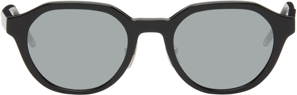 Thom Browne Black Acetate Oval Sunglasses