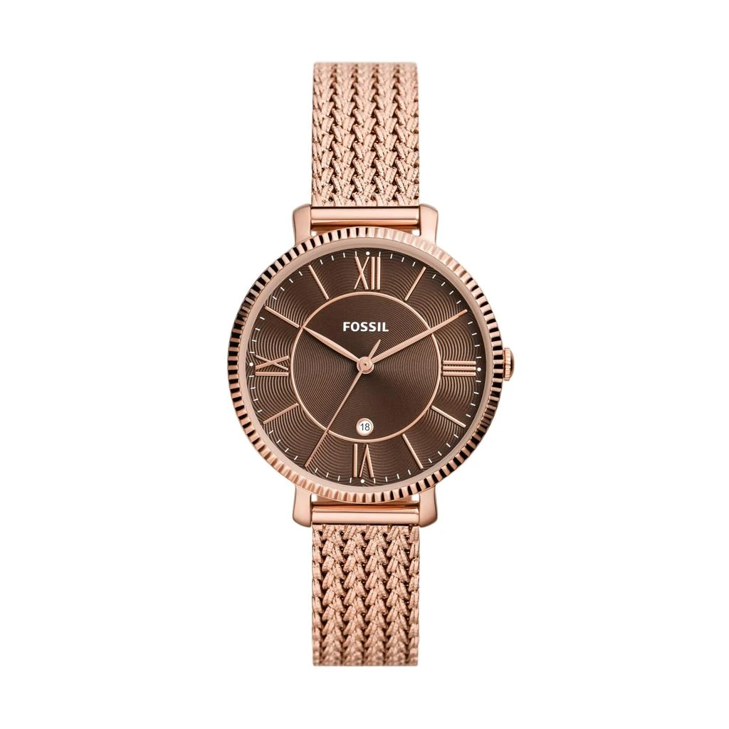 Fossil Jacqueline Three-Hand Date Rose Gold-Tone Stainless Steel Mesh Watch - ES5322 1