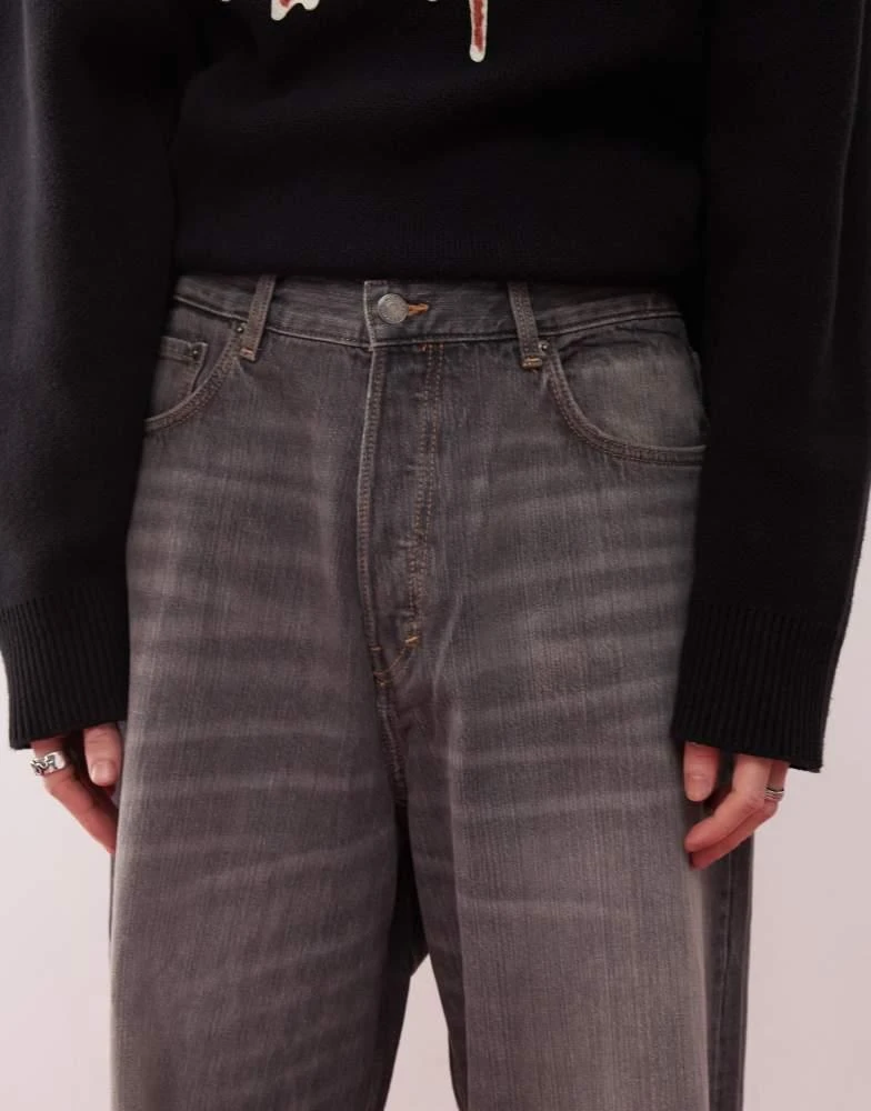 Weekday Weekday Astro Unisex low rise loose fit baggy jeans in washed grey 5