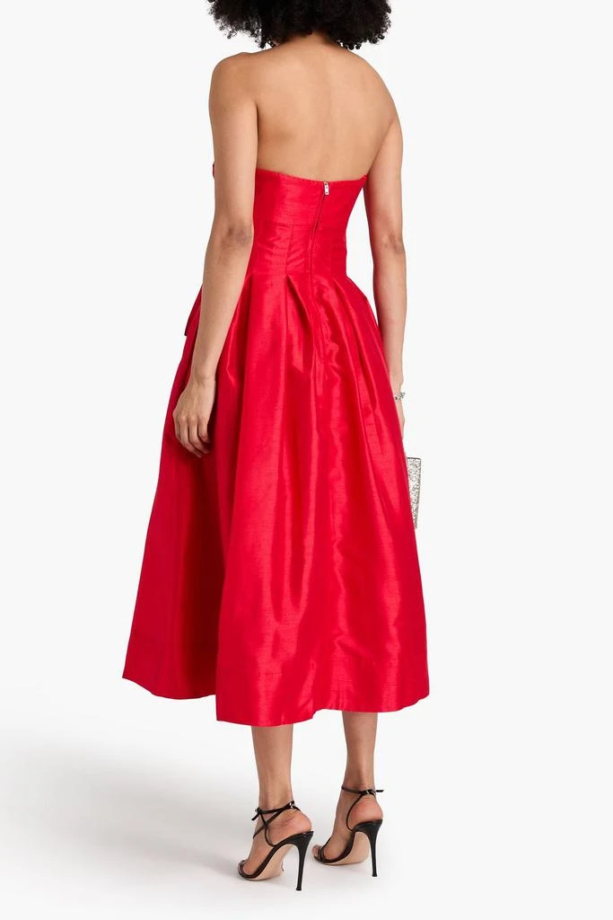 NICHOLAS Strapless knotted shantung midi dress 3