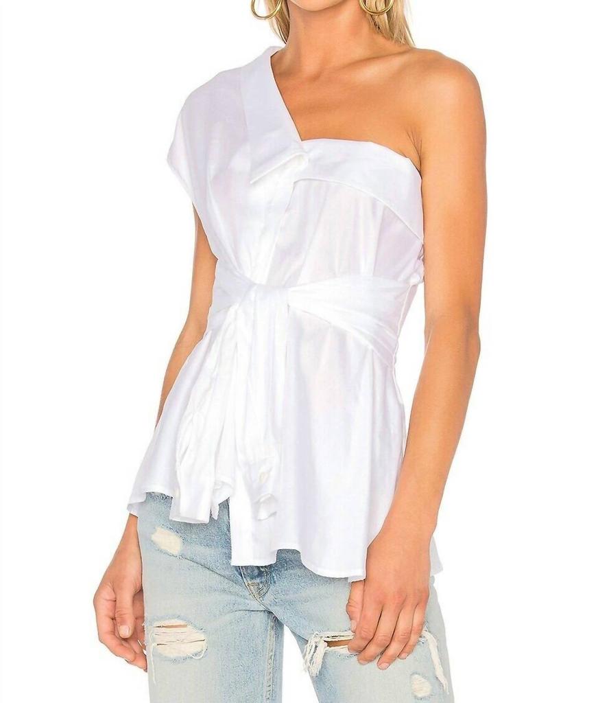 PETERSYN Hadley Cotton One Shoulder Top In White