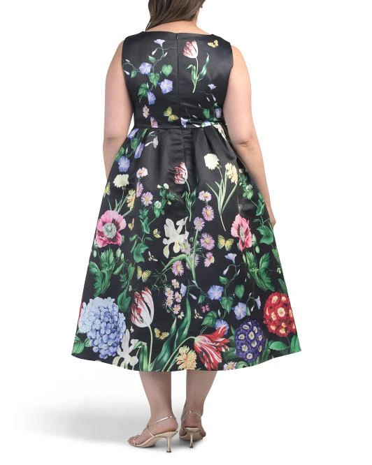 dalia macphee dress Tie Neck Printed Midi Dress main image 0