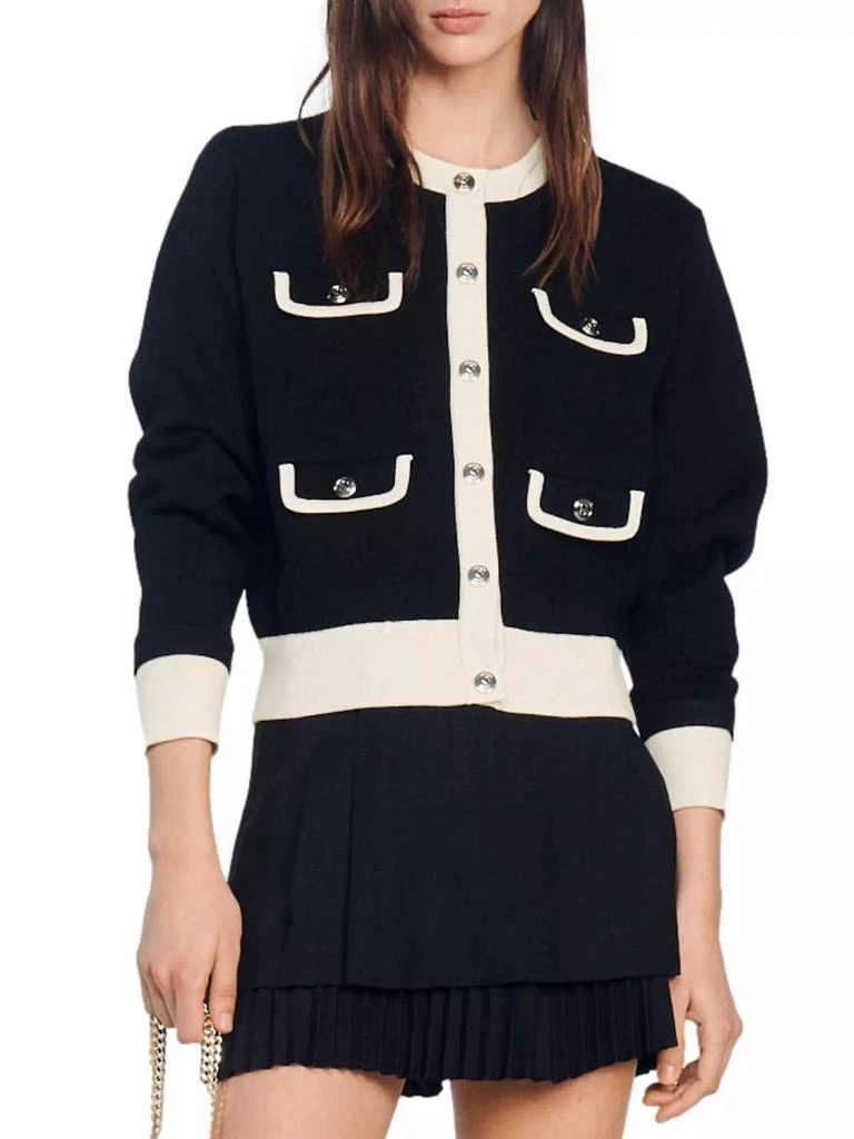 Sandro Two-Tone Cardigan with Buttons 3
