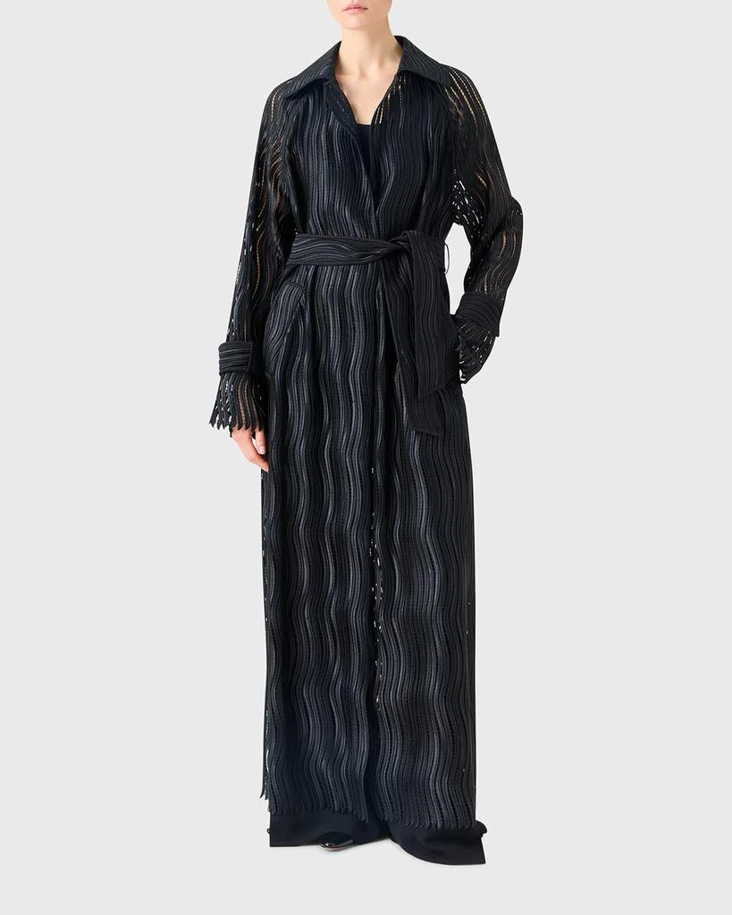 Akris Wave Embroidered Single-Breasted Long Coat 2