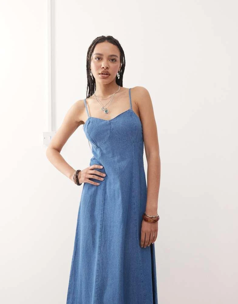 Shop Reclaimed Vintage denim seam detail strappy maxi slip dress in mid  blue on Sale at BeyondStyle  Get 36% Off Reclaimed Vintage denim seam  detail strappy maxi slip dress in mid