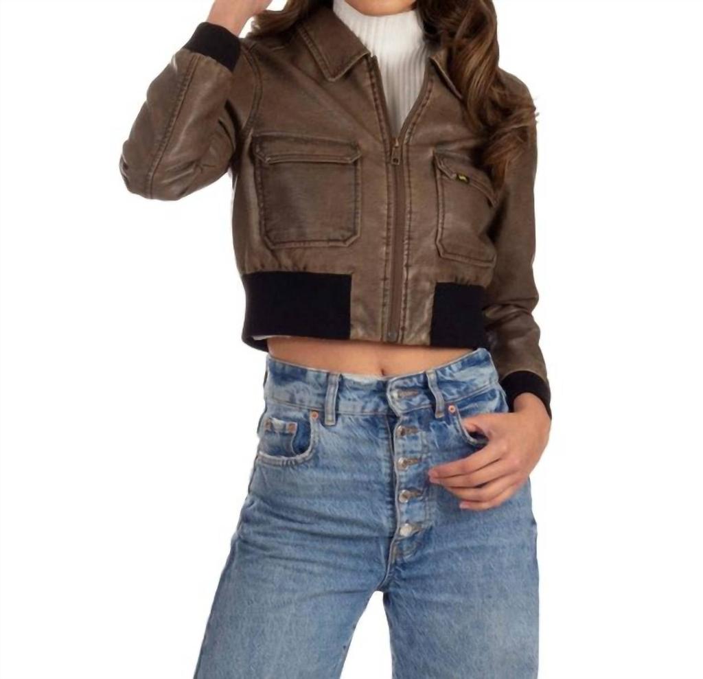 LEE Lee - Crop Faux-Leather Bomber Jacket