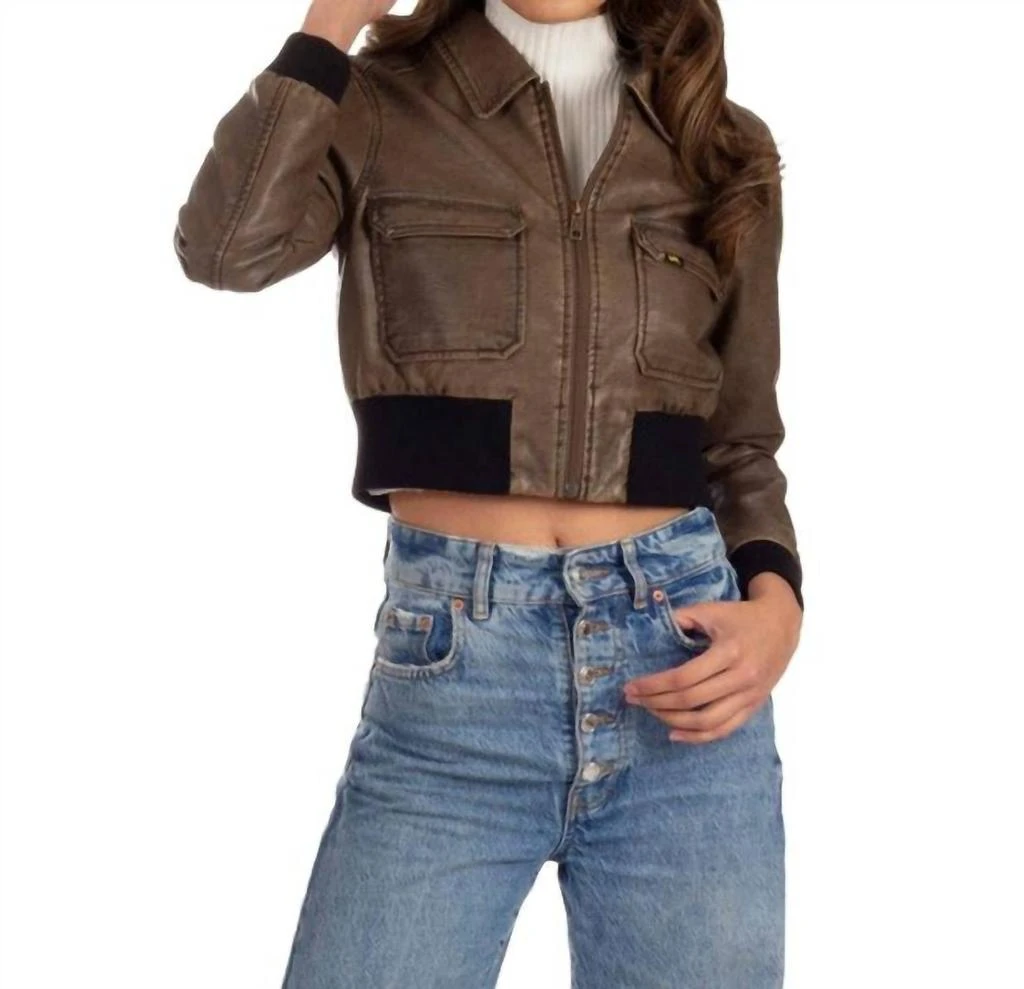 LEE Lee - Crop Faux-Leather Bomber Jacket 1