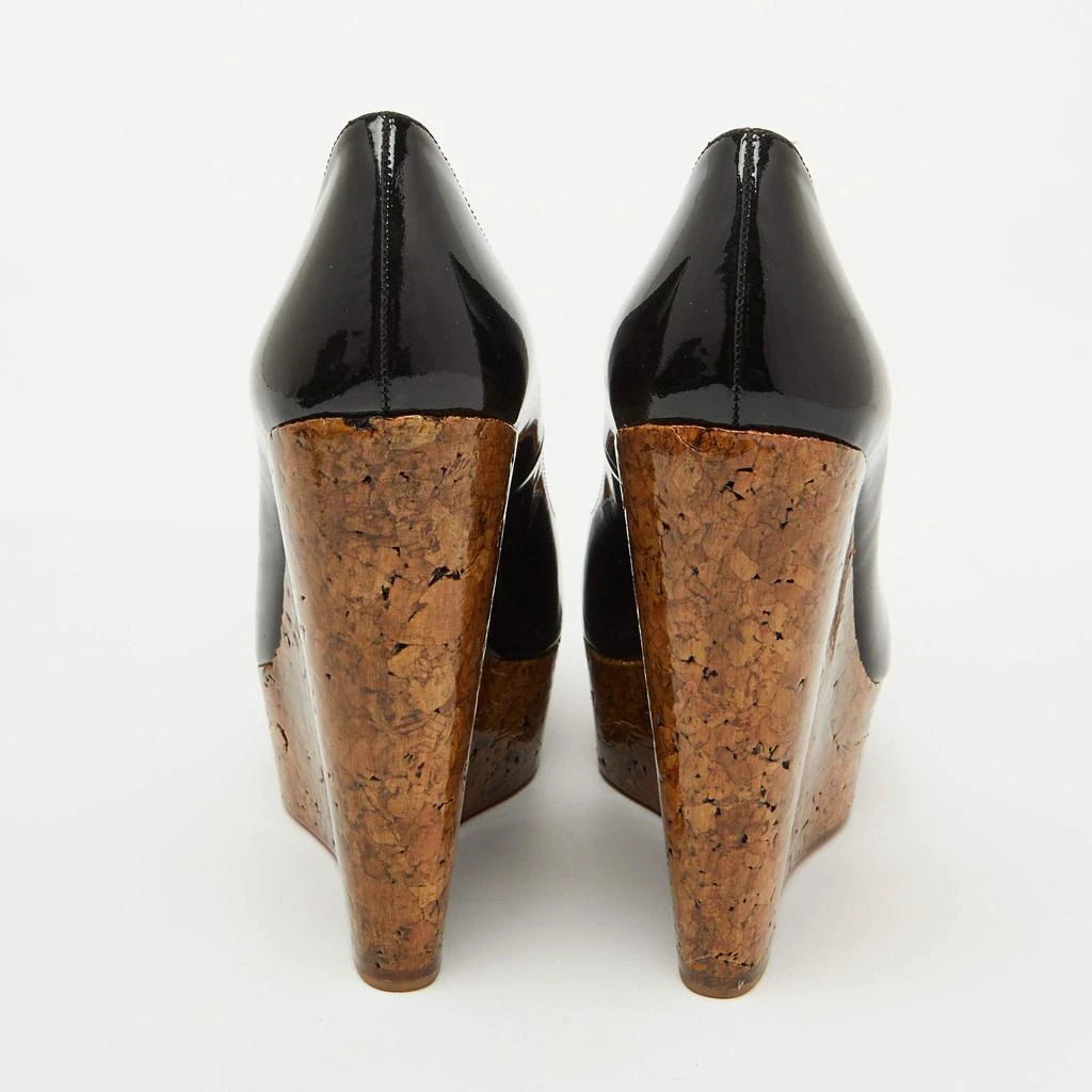 Christian Louboutin Christian Louboutin Black Patent Leather Cork Platform Wedge Pumps Size 36 5