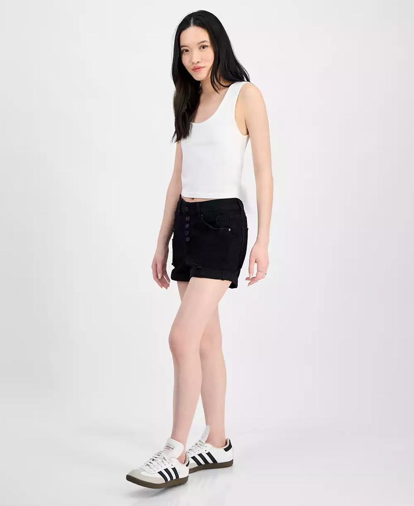 Indigo Rein Juniors' Exposed-Button High Rise Destructed Shorts
