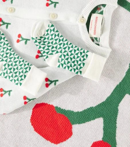 BOBO CHOSES Baby Cherry onesie, socks, and blanket set 3