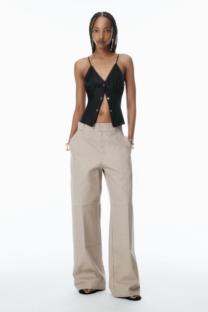 Alexander Wang Crystal Hotfix Workwear-Inspired Pants