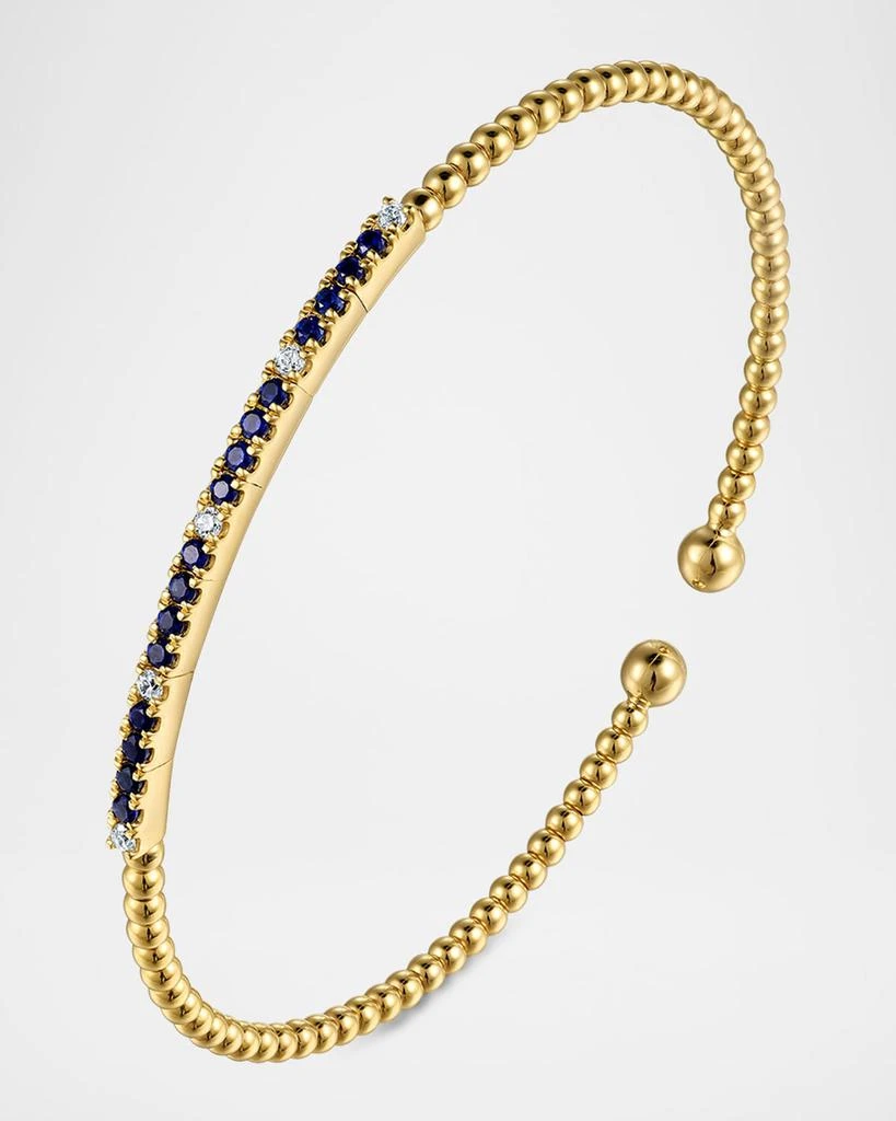 Gabriel 
Co 14K Yellow Gold Bujukan Diamond and Blue Sapphire Split Bangle 3