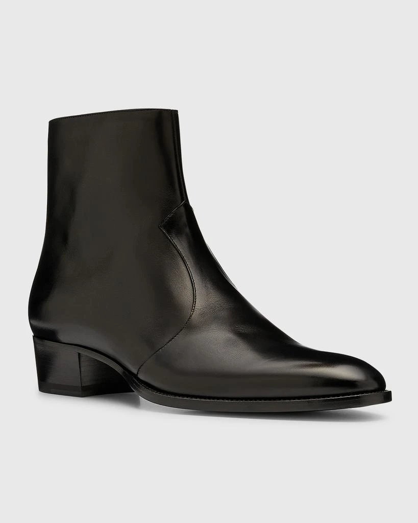 Yves Saint Laurent Men's Wyatt 40 Leather Zip Ankle Boots 2