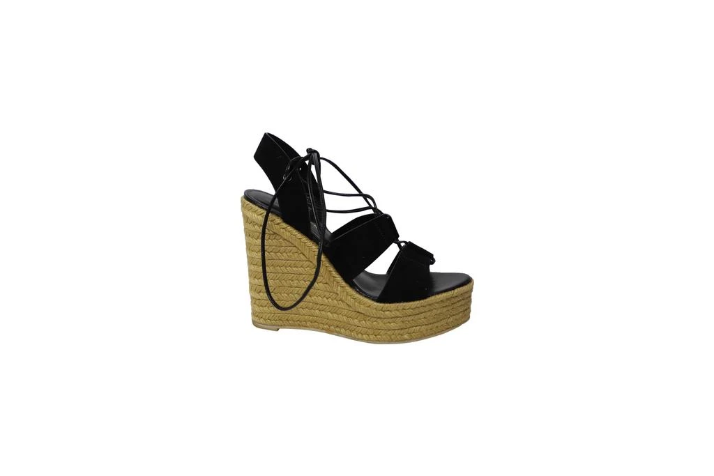 Yves Saint Laurent Espadrille Platform Wedges in Black Suede 1