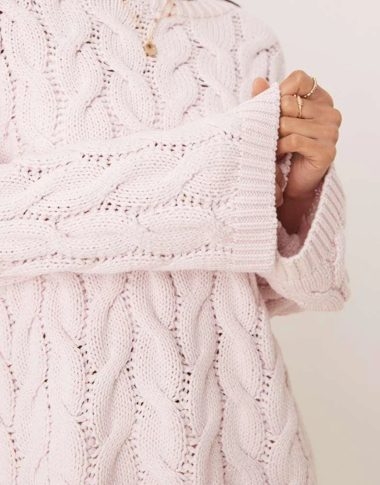GINA TRICOT Gina Tricot oversized cable knit sweater in pink 4