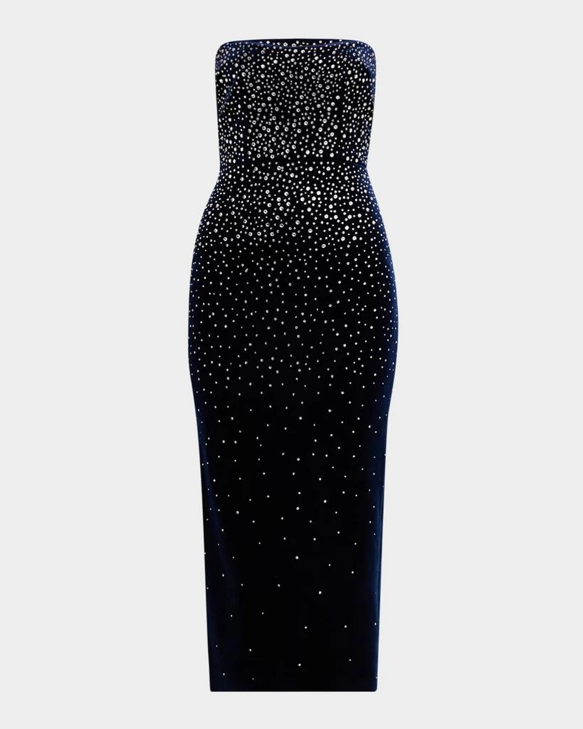 Alex Perry Strapless Crystal Velvet Midi Dress 1