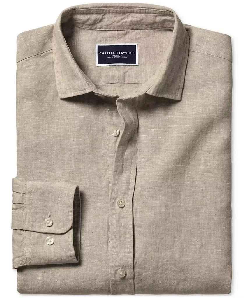 Charles Tyrwhitt Men's Slim Fit Long Sleeve Linen Button-Front Shirt 7