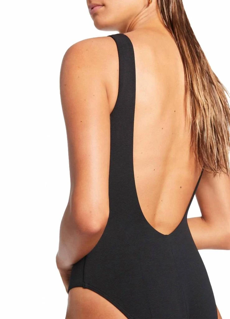 JETS Isla Rib High Neck One Piece In Black 4