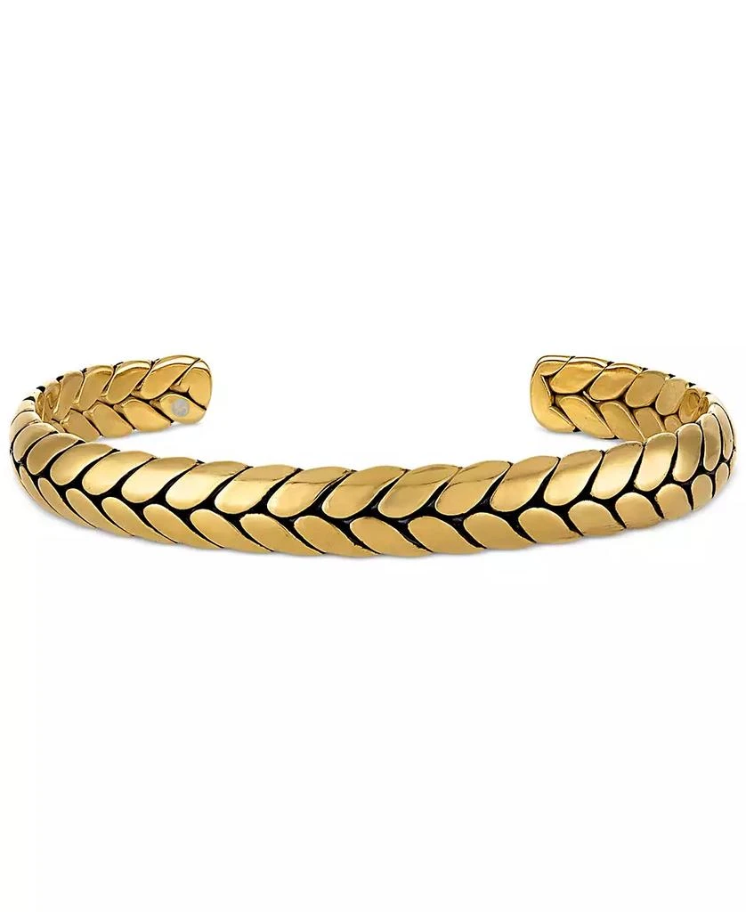 Esquire Men's Jewelry Woven Style Cuff Bangle Bracelet in Gold-Tone Ion Plated Stainless Steel, Exclusively at Macy's 3