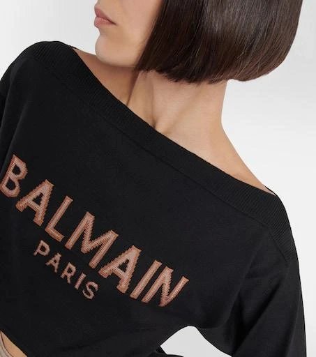 Balmain Cropped jacquard wool-blend sweater 5