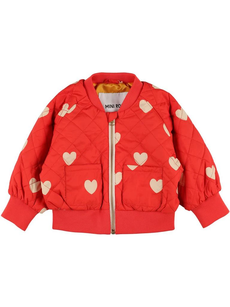 MINI RODINI Printed Quilted Nylon Puffer Bomber 1