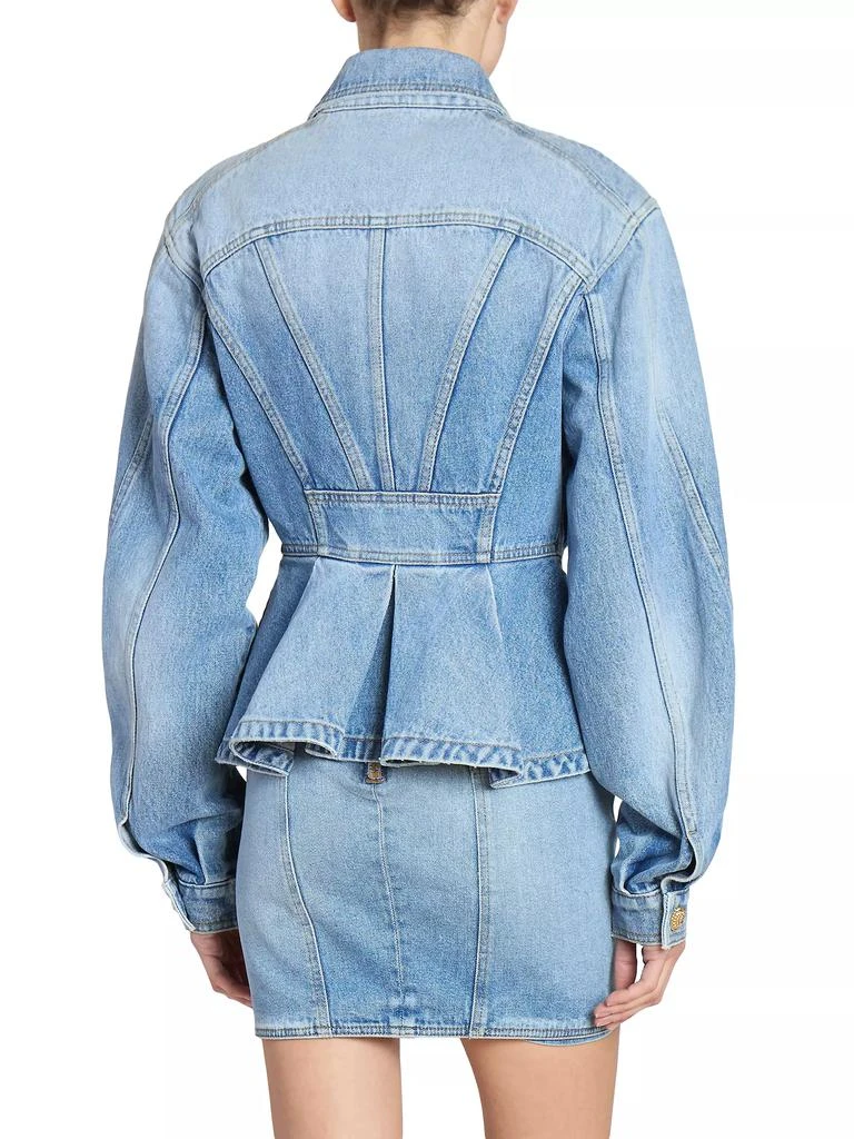 Balmain Denim Ruffled Peplum-Hem Jacket 5
