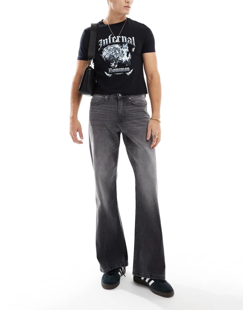ASOS ASOS DESIGN wide flare jeans in washed black 1