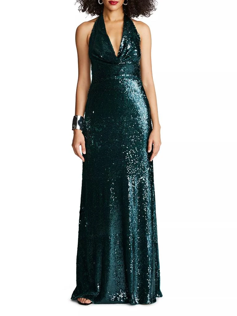 HALSTON Tova Sequin Halterneck Gown 2