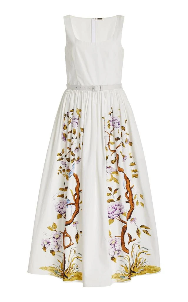 Adam Lippes Adam Lippes - Printed Cotton Poplin Midi Dress - White - US 2 - Moda Operandi 1