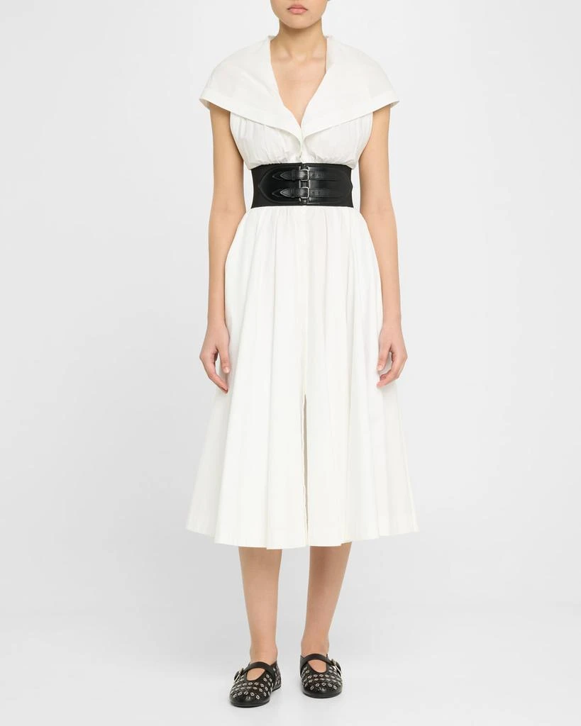 Alaia Vienne Buckle Eyelet & Laser-Cut Leather Ballet Flats 5