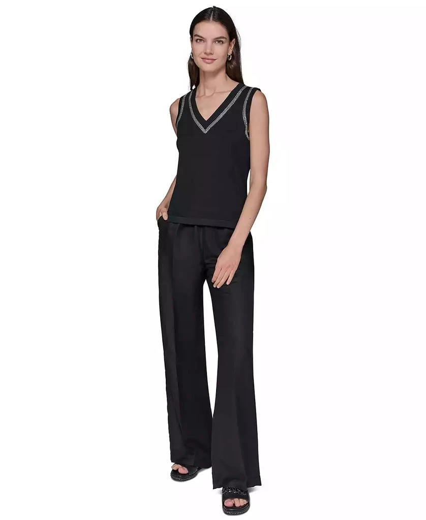 Karl Lagerfeld Paris Women's Embellished V-Neck Sleeveless Sweater 2