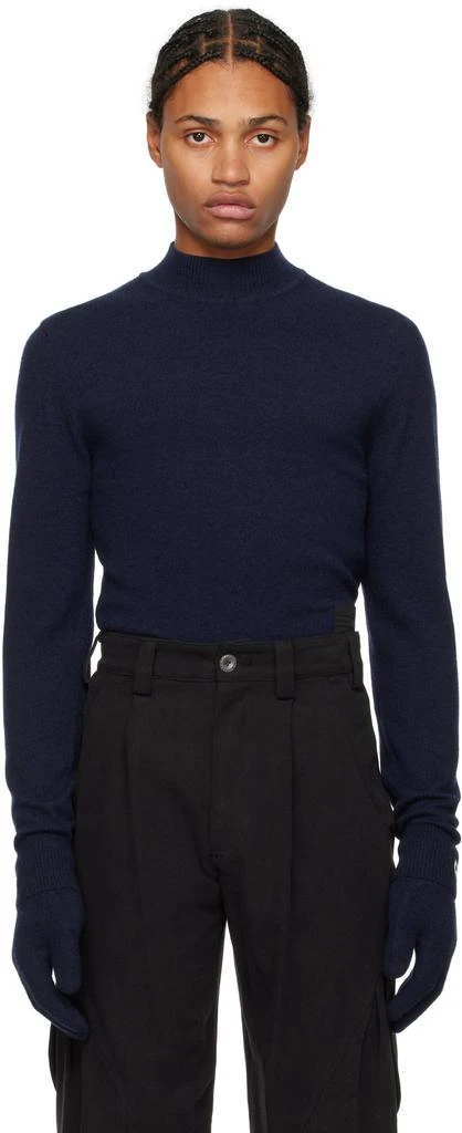 Hyein Seo Navy Military Turtleneck & Gloves Set 1