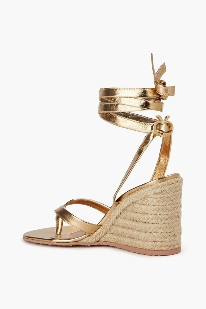 Gianvito Rossi Ribbon Beachclub metallic leather wedge espadrilles 3