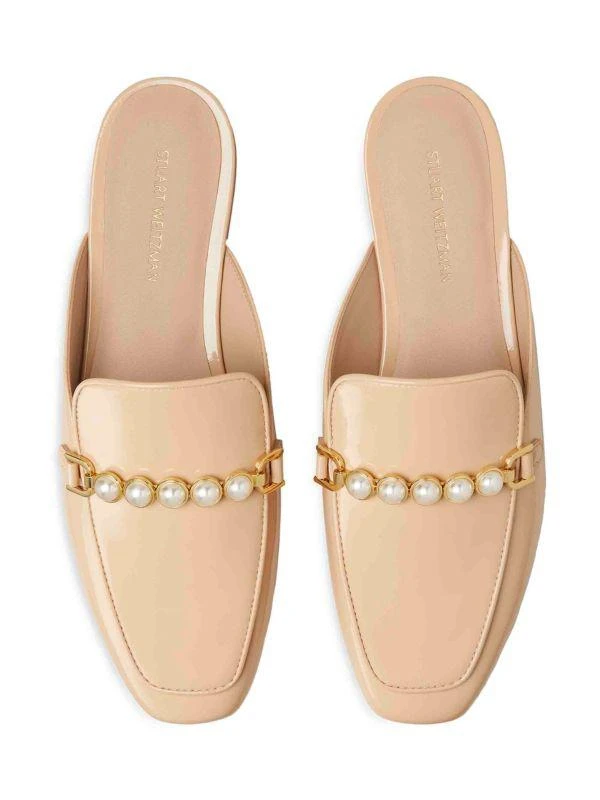 Stuart Weitzman Perla Pearl-Studded Patent Leather Flat Mules 2