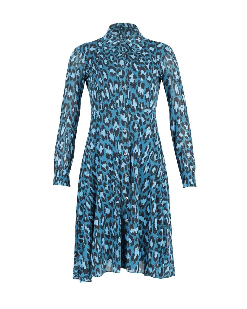 Shop Diane Von Furstenberg Leopard Print Button Down Dress in Teal Viscose  on Sale at BeyondStyle  Get 60% Off Diane Von Furstenberg Leopard Print  Button Down Dress in Teal Viscose with