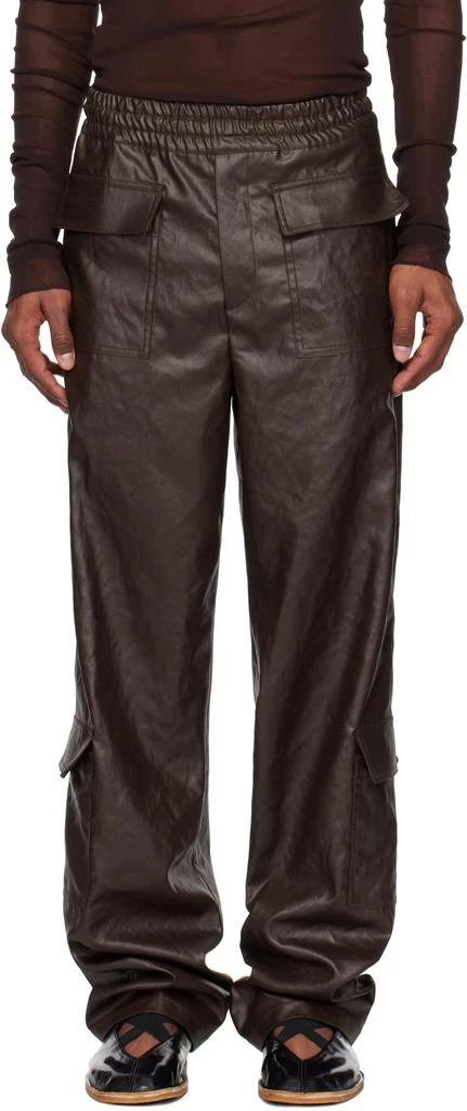 Dries Van Noten Burgundy Crêpe Cargo Pants 1
