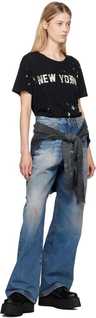 R13 SSENSE Exclusive Blue Damon Pleated Wide Leg Jeans 4