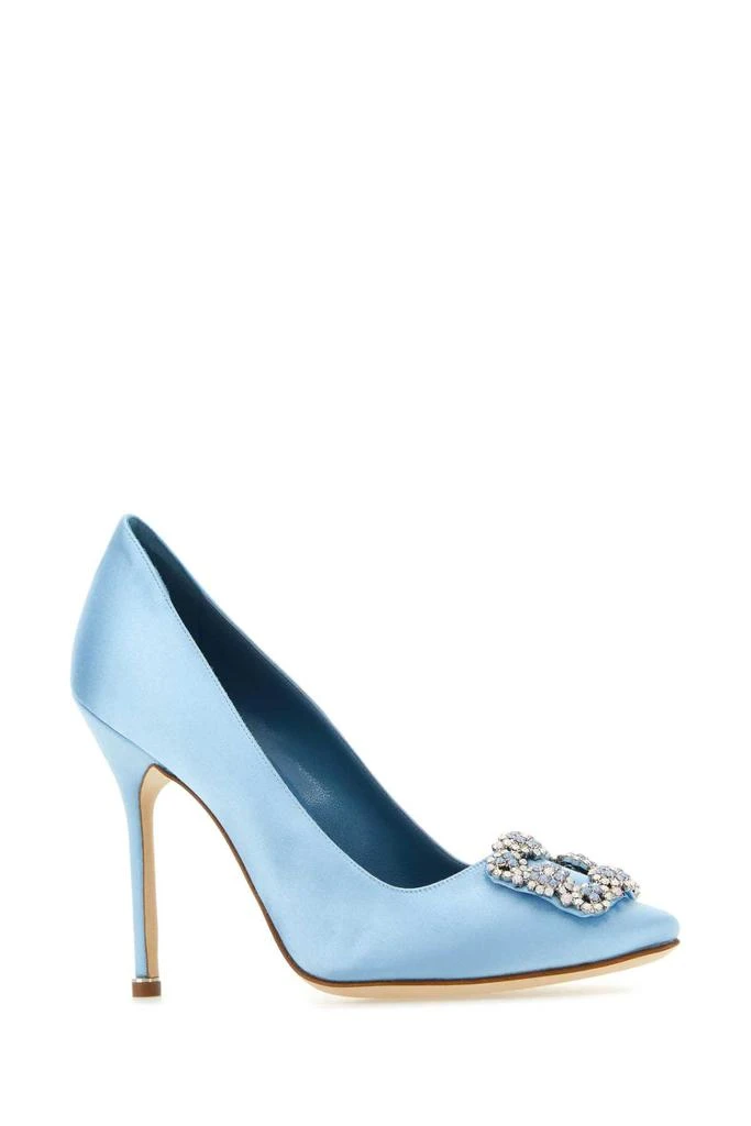 Manolo Blahnik Light Blue Satin Hangisi Pumps 2