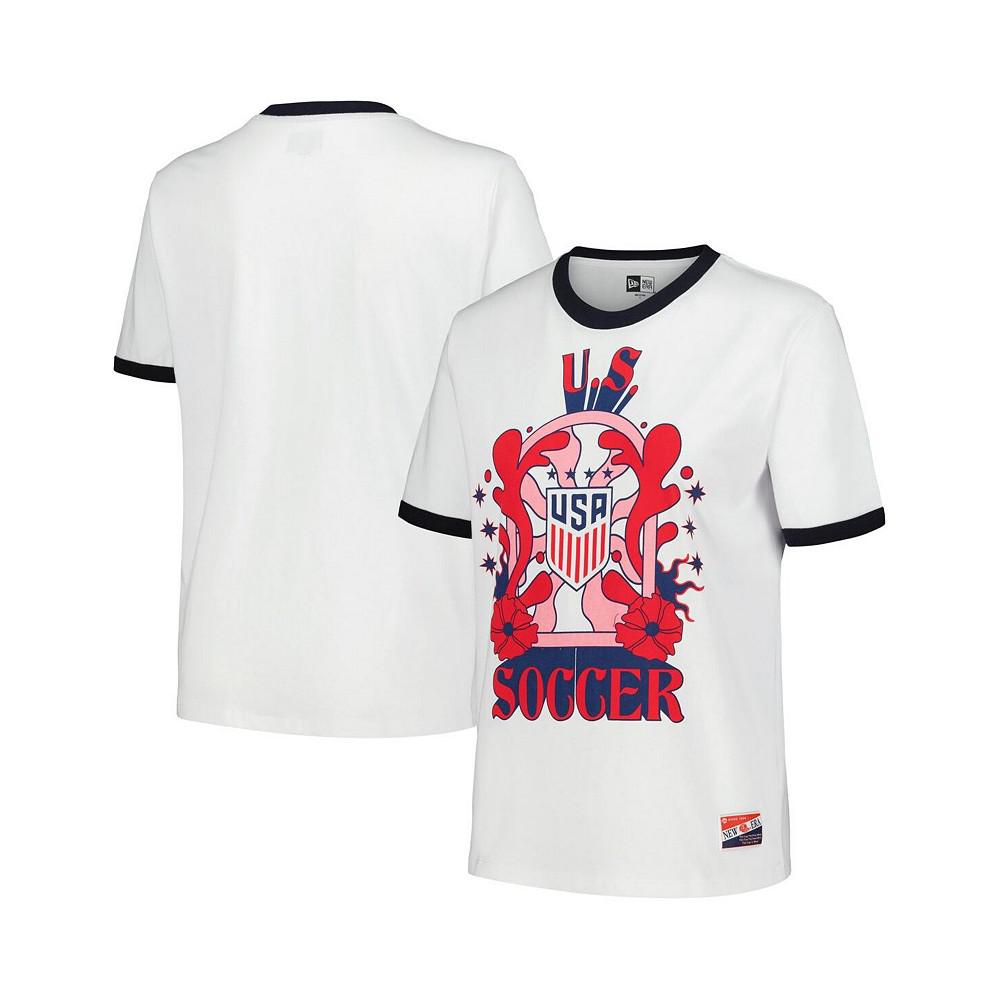 5th & Ocean Women's by New Era White USWNT Throwback Ringer T-shirt