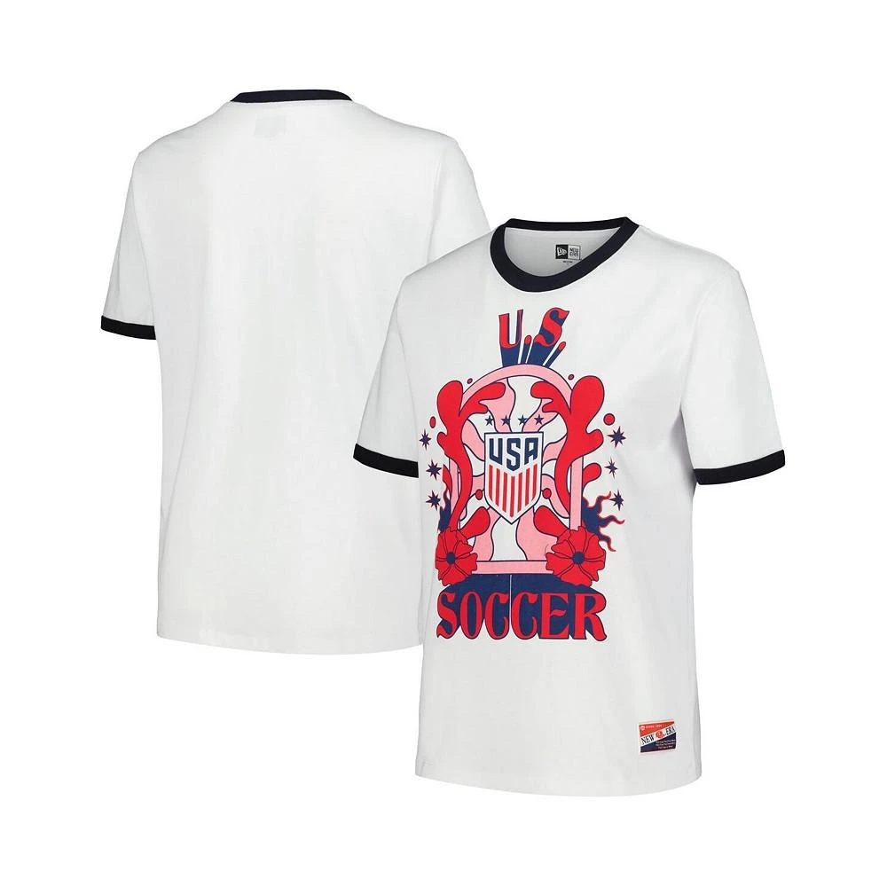 5th & Ocean Women's by New Era White USWNT Throwback Ringer T-shirt 1