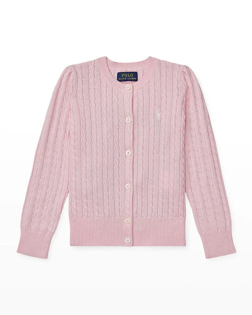 Ralph Lauren Girl's Cable-Knit Cotton Ribbed Cardigan, Size 2-6X