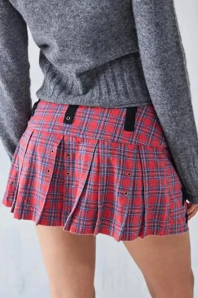 Urban Outfitters UO Washed Tartan Mini Buckle Kilt Skirt 4